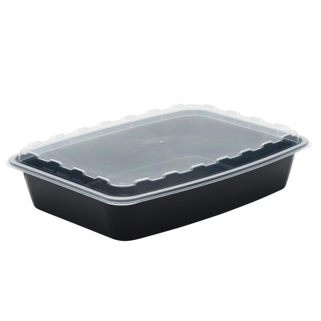 CuBE CR-1284B 84 Oz Black Bottom Rectangle Container Combo 100/CS