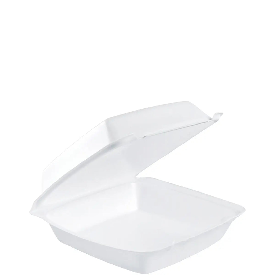 Dart 85HT1R 1-Cpt White Foam Hinged Lid Container