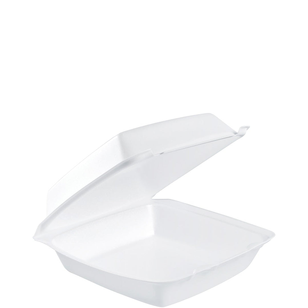 Dart 85HT1R 1-Cpt White Foam Hinged Lid Container