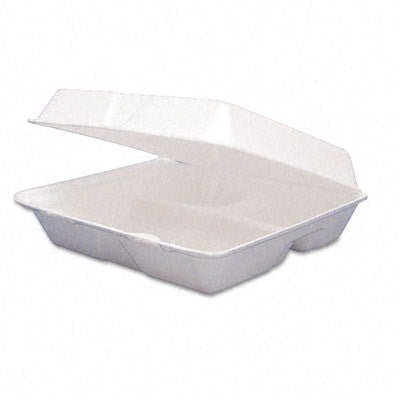 Dart 85HT3R 3-Cpt White Hinged Lid Foam Container