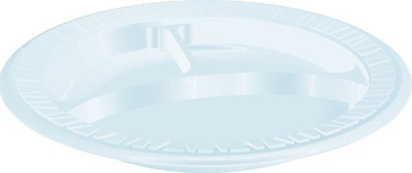 Dart 9CPWC 9" Concorde White Non-Laminated Sectioned Foam Plate
