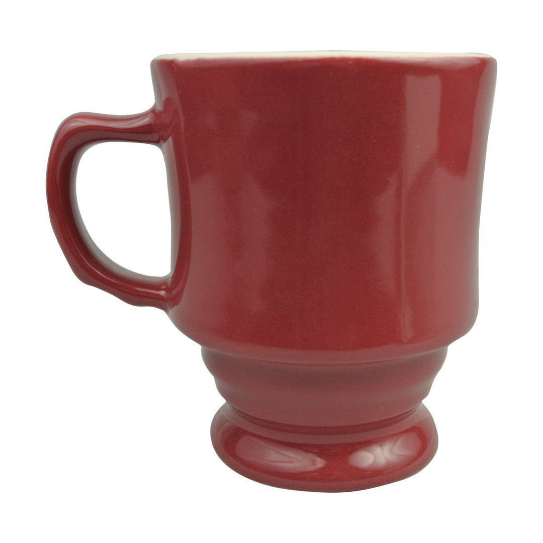 Diversified Ceramics DC125 8 Oz Footed Stacking Mug Burgundy and White