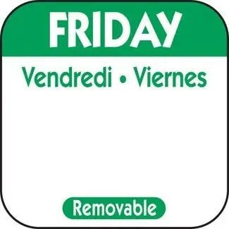 Friday 1" Square Removable Label Green