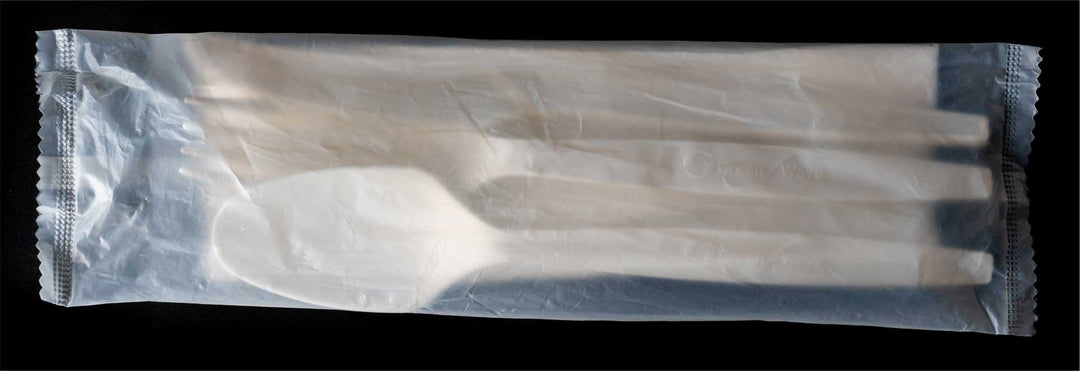 Greenwave FKSN-FS-W White Compostable Corn Starch Cutlery Kit 500/Case