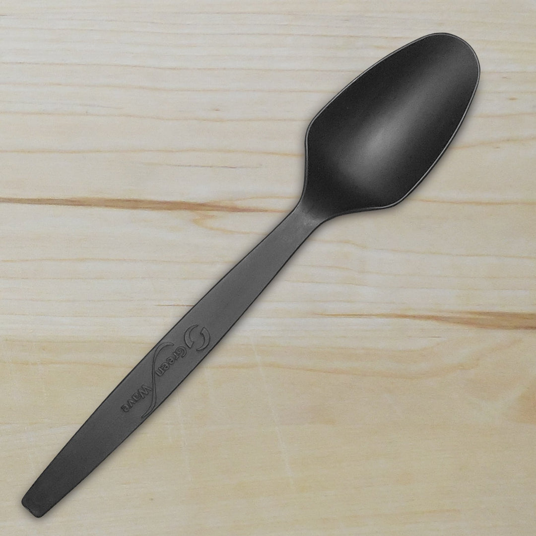 Greenwave SPOON-BLK Compostable Corn Starch 6.9" Black Spoon