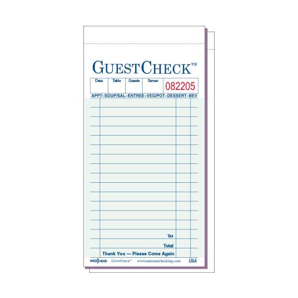 Guestcheck 3.5X6.75 2-Part Paper With Carbon (G6000)