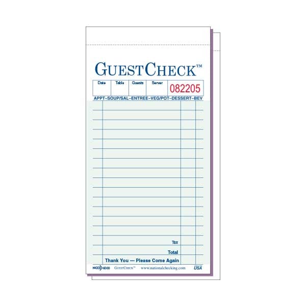 Guestcheck G6000 3.5X6.75 2 Part Medium Carbon Paper/Board Check