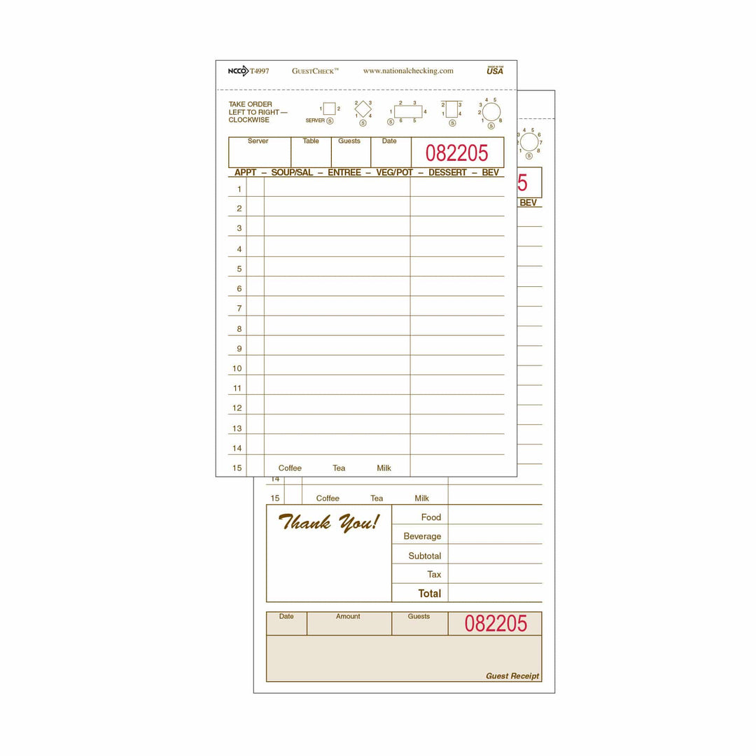 Guestcheck T4997SP 4.20 X 8.50 2 Part Large Carbonless Paper/Board Check