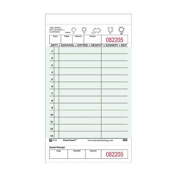 Guestcheck G4774SP 4.25 X 7.25 1 Part Medium-Wide Paper/Board Check
