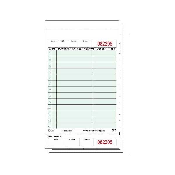Guestcheck G4797 4.25" x 7.25" 2 Part Medium-Wide Carbonless Paper/Board Check