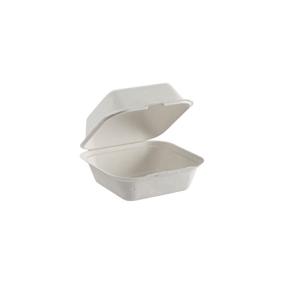 Inno-Pak 6" x 6" White Plant Fiber Hinged Container