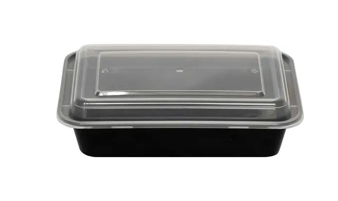 ITI TG-PP-38 Black with Clear Top Rectangular Plastic Container, 150/Case