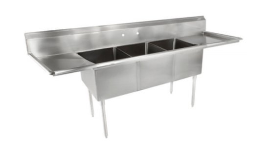 John Boos E3S8-18-12T18-X 90" Three Compartment Sink With 2 Drainboards