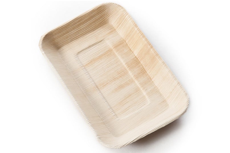 Leafware LW6T 9" X 6" Rectangular Palm Leaf Tray