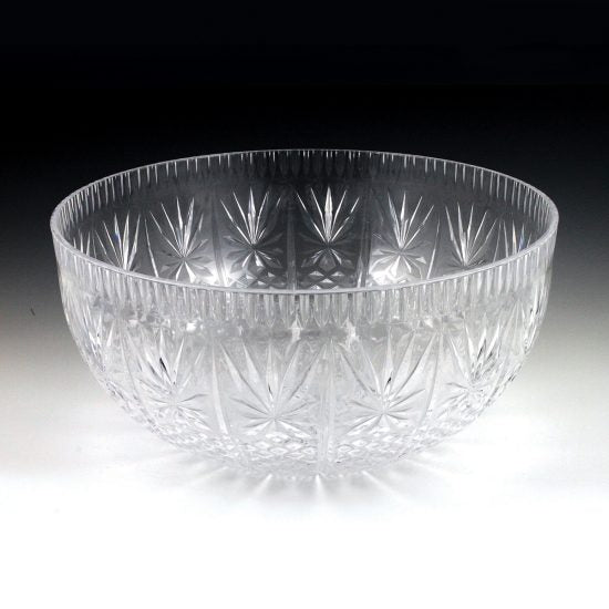 Maryland Plastics MPI03206 12 Quart Clear Crystal Cut Round Punch Bowl