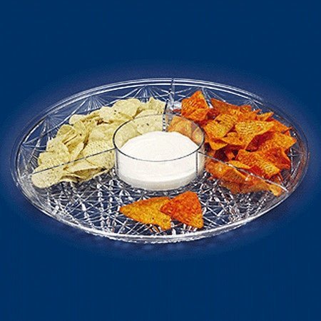 Maryland Plastics MPI1501 15" Crystal Cut Round Tray with Sections