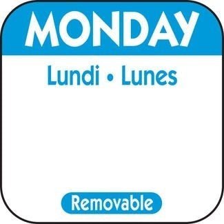 National Checking R101R 1" Monday Square Removable Label - Blue