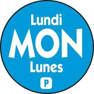 Monday 3/4" Round Permanent Label - Blue