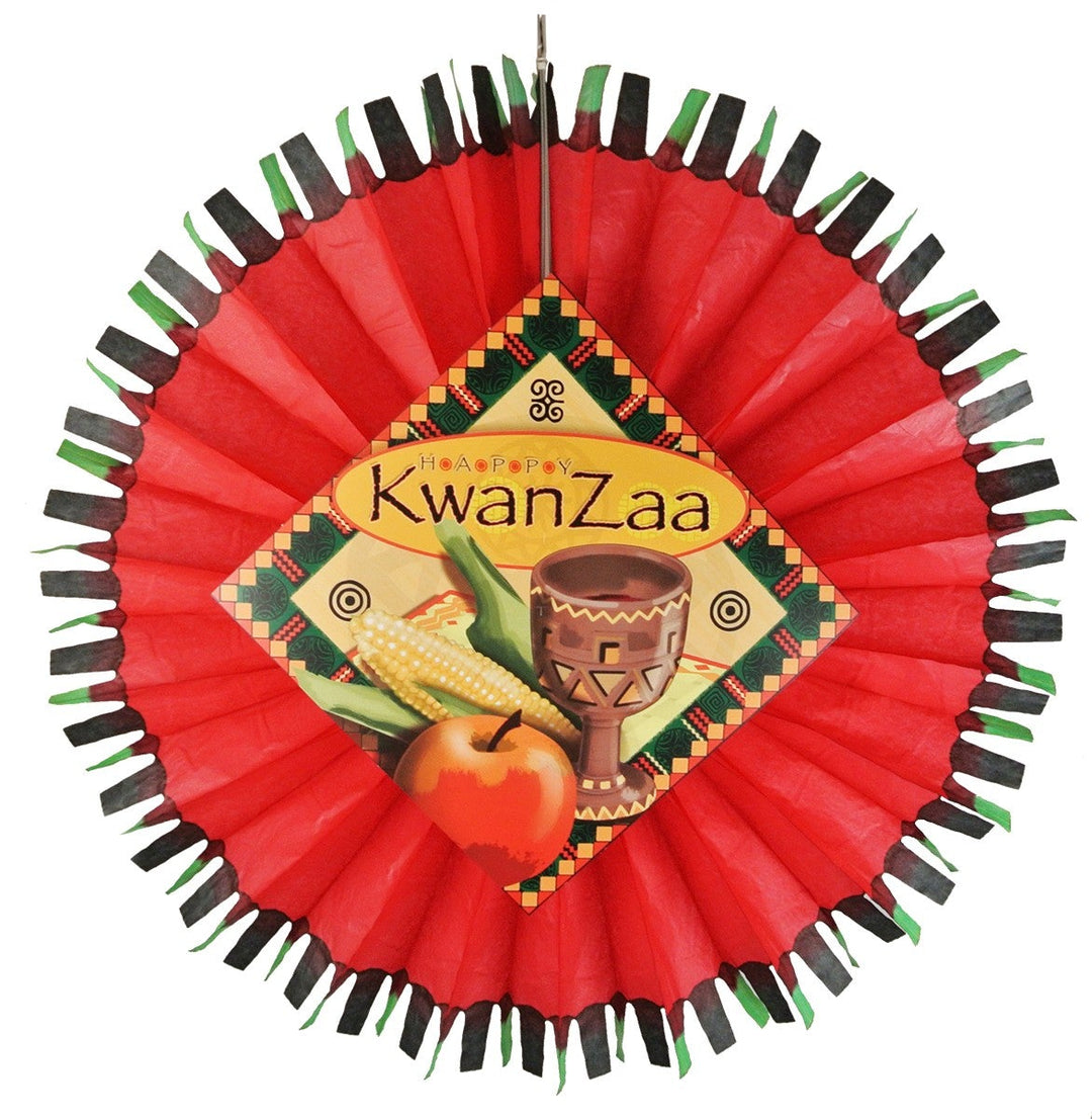 Paper Fantasies 91711 27" Happy Kwanzaa Red Tissue Fan
