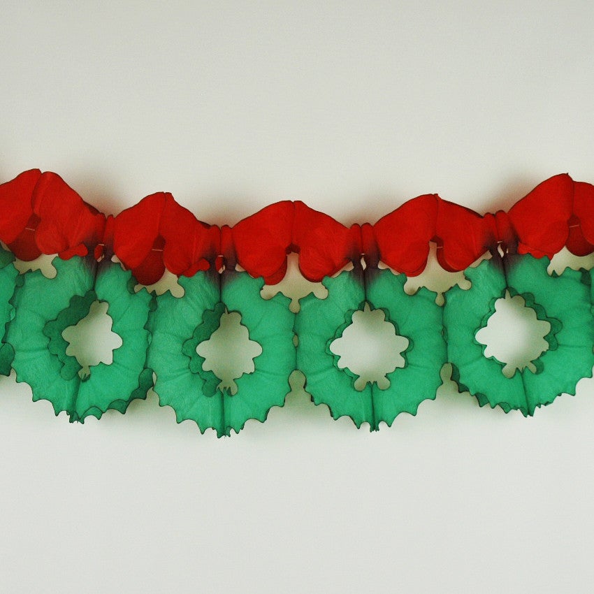 Paper Fantasies 92842 12' Xmas Wreath W/Bow Tissue Garland