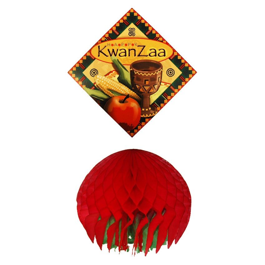 Paper Fantasies 93094 19" Kwanzaa Tissue Ball w/ Happy Kwanzaa Cut Out