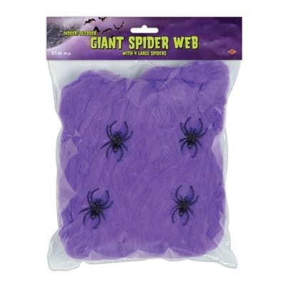 Purple Web With 4 Spiders