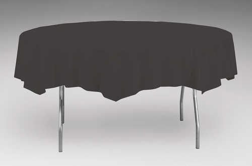Creative Converting Round Black 82" Plastic Table Covers