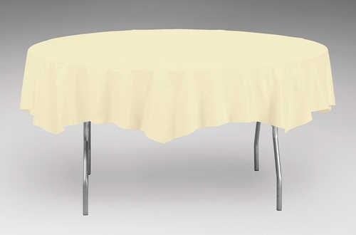 Creative Converting Round Ivory 82" Plastic Table Covers