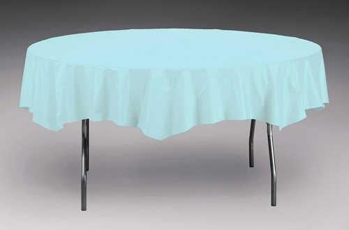 Creative Converting Round Pastel Blue 82" Plastic Table Covers