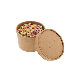 AmerCareRoyal PFC8NCOM 8 Oz Kraft Paper Food Container with Lid