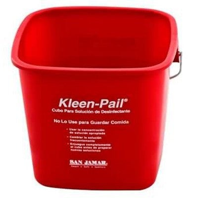 San Jamar KPP196RD 6 Quart Red Kleen-Pail Pro Sanitizer Pail