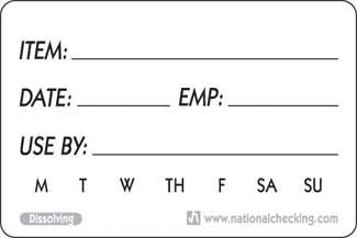 National Checking DSL23R 2"X 3" Dissolvable Shelf-Life Label 250/Roll