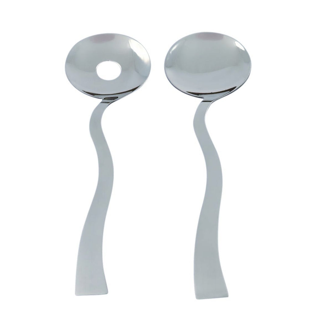 American Metalcraft Stainless Steel 9-3/4" Wavy Salad Serving Set