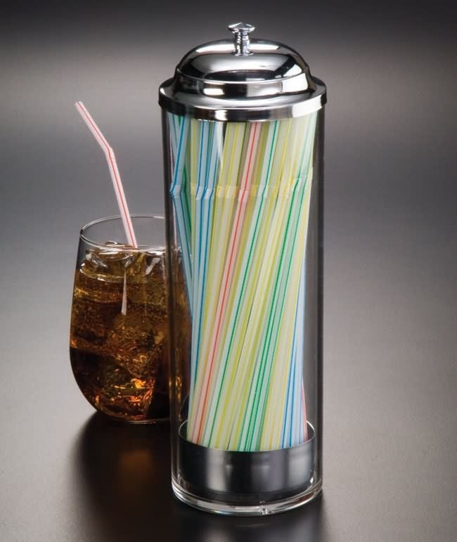 American Metalcraft Straw Dispenser SD3511 Clear Plastic With Top