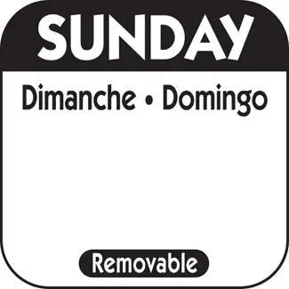 Sunday 1" Square Removable Label - Black