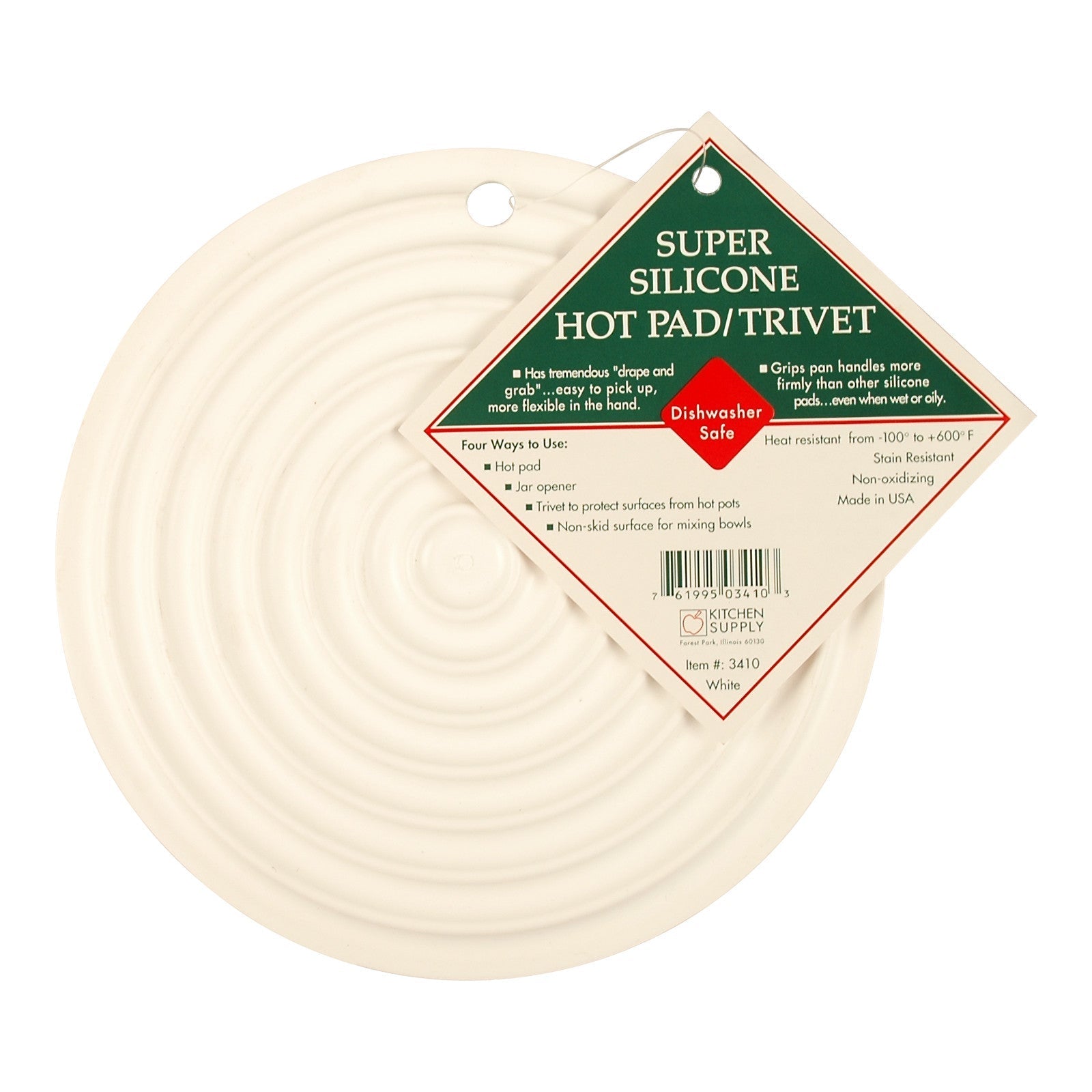 White Super Silicone 7.5 Hot Pad / Trivet