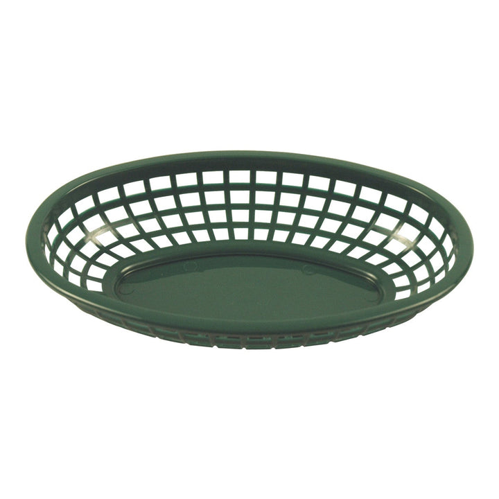 Tablecraft 1074FG 9" Oval Forest Green Plastic Basket