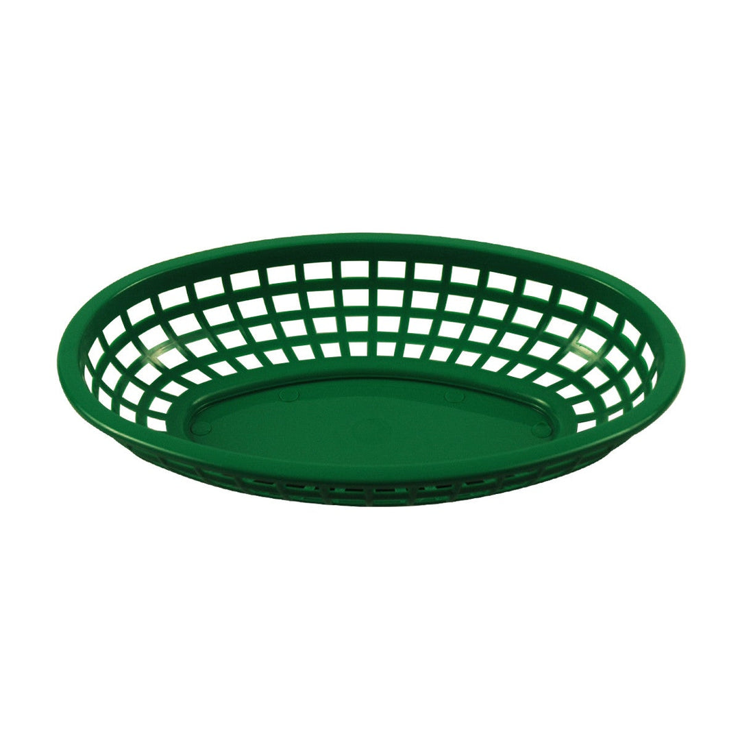 Tablecraft 1074G 9" Oval Green Plastic Basket