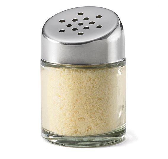 Tablecraft 259 4 Oz Glass Shaker with Stainless Steel Perforated Lid