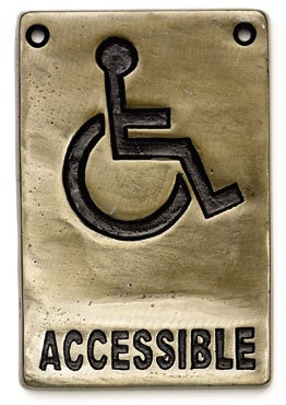 Tablecraft 465632 4" x 6" Antique Bronze Wheelchair Accessible Sign