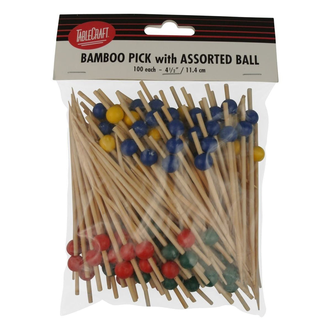 Tablecraft BAMBA45 4.5" Bamboo Pick Assorted Colors