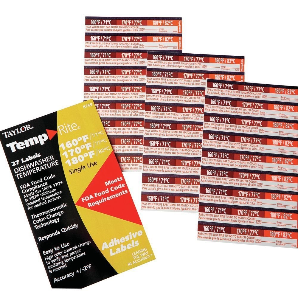 Taylor 8769 TempRite Dishwasher Test Labels