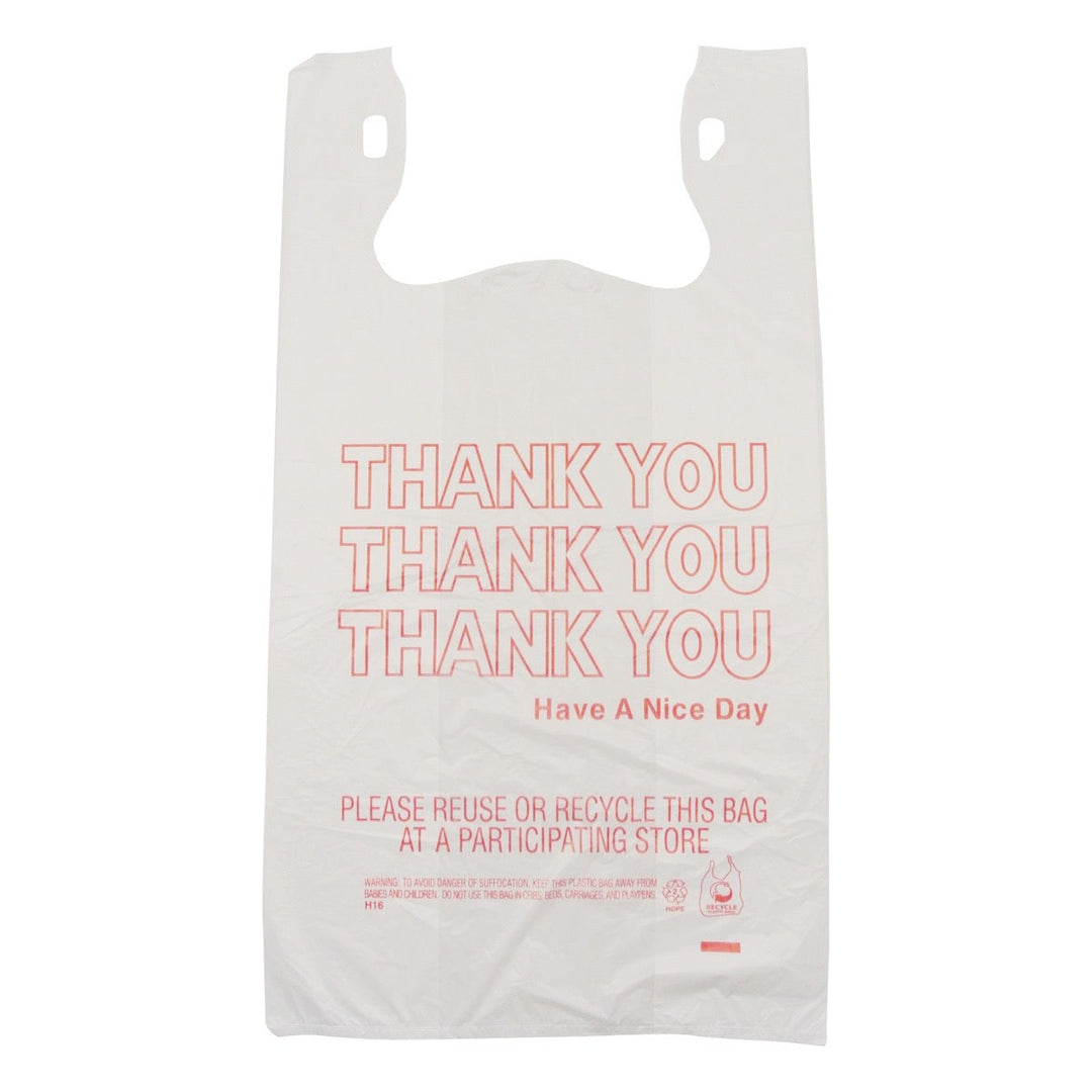 Thank You Bags White Plastic T-Shirt 11" x 22" x 6"