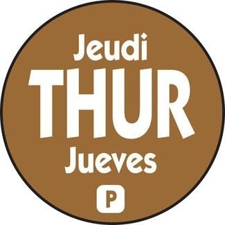 National Checking P7504R 3/4" Thursday Round Permanent Label - Brown