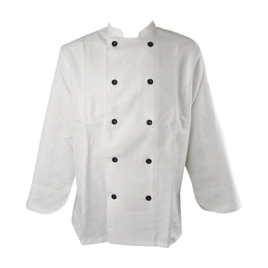 Trendex Plaza Large White Long Sleeve Chef Coat with Flat Buttons