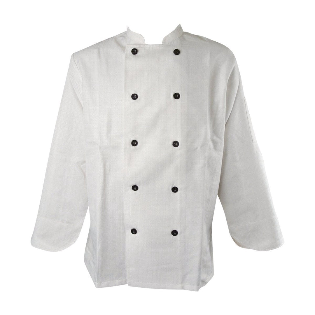 Trendex Plaza White Long Sleeve Chef Coat with Flat Buttons