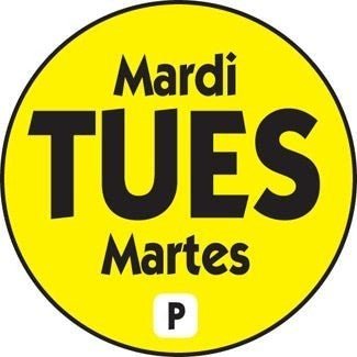 National Checking P7502R 3/4" Tuesday Round Permanent Label - Yellow