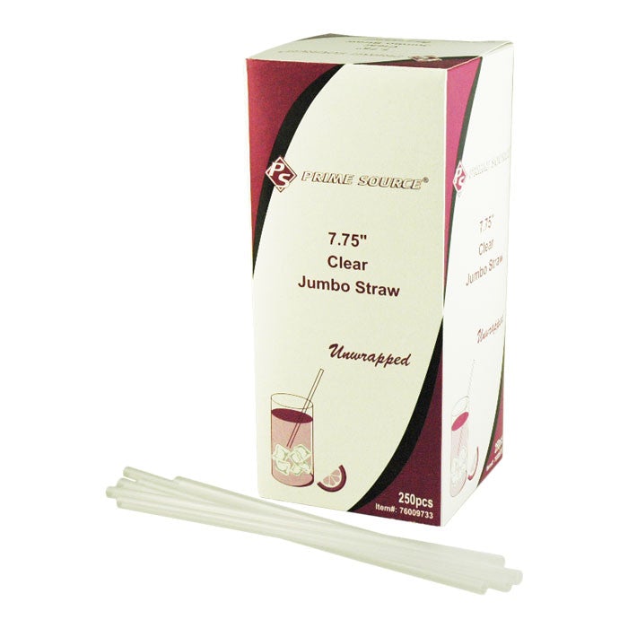 7.75" Clear Jumbo Straws – Unwrapped Plastic Drink Straws