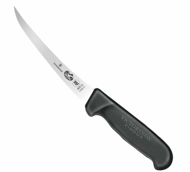 Victorinox 5.6603.15 6" Semi-Stiff Curved Bone Black Handle Knife