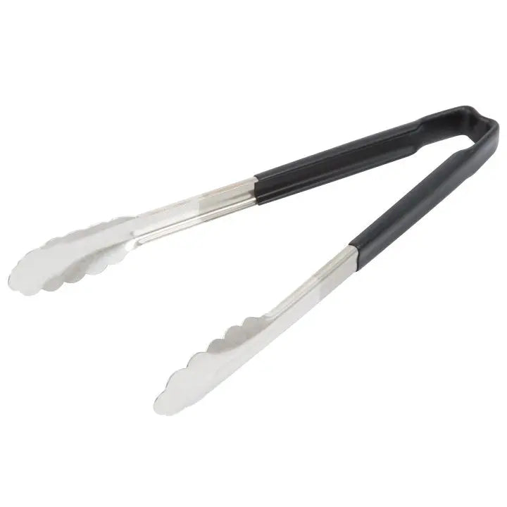Vollrath 4781220 Stainless Steel One-Piece Scalloped Tongs with Black Kool-Touch Handle 12"